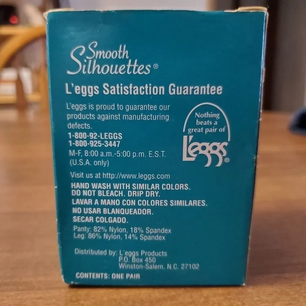 Vintage L'eggs Smooth Silhouette Body Contouring Hosiery Sz B Coffee Sheer Toe